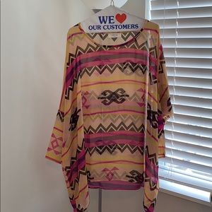 The Mint Julep oversized Aztec tunic, sheer